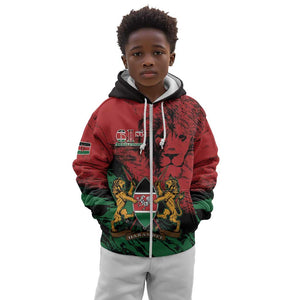 Jamhuri Ya Kenya Kid Hoodie African Lion - Coat Of Arms