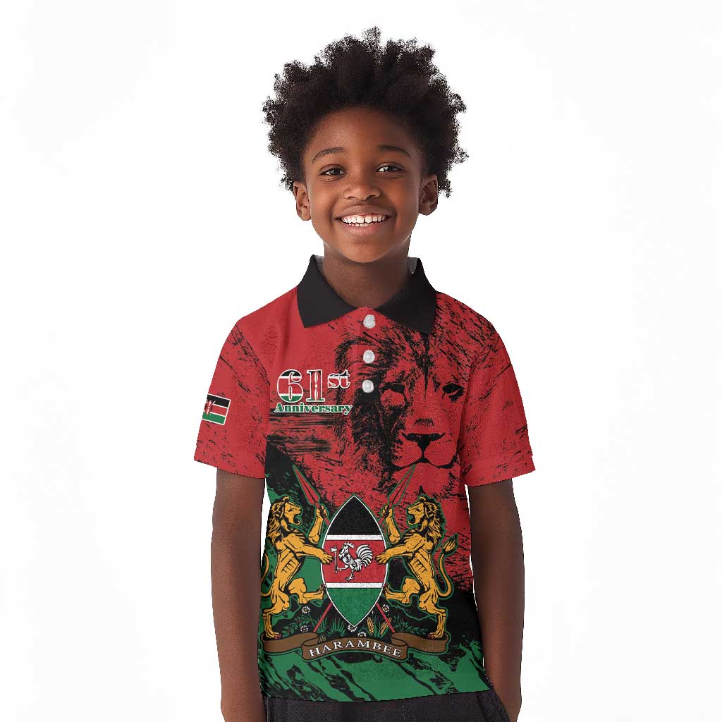 Jamhuri Ya Kenya Kid Polo Shirt African Lion - Coat Of Arms