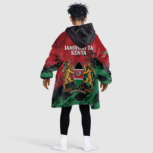 Jamhuri Ya Kenya Kid Wearable Blanket Hoodie African Lion - Coat Of Arms