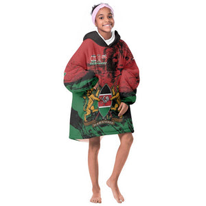 Jamhuri Ya Kenya Kid Wearable Blanket Hoodie African Lion - Coat Of Arms