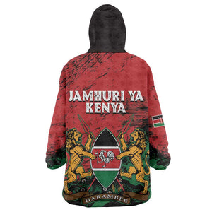 Jamhuri Ya Kenya Kid Wearable Blanket Hoodie African Lion - Coat Of Arms