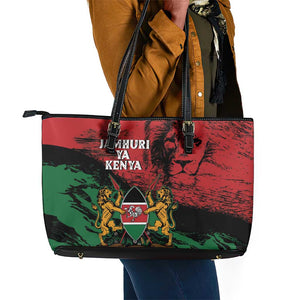 Jamhuri Ya Kenya Leather Tote Bag African Lion - Coat Of Arms