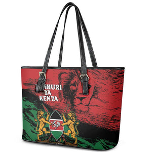 Jamhuri Ya Kenya Leather Tote Bag African Lion - Coat Of Arms