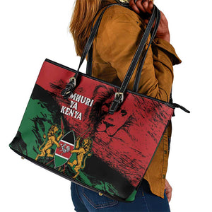 Jamhuri Ya Kenya Leather Tote Bag African Lion - Coat Of Arms