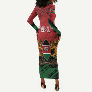 Jamhuri Ya Kenya Long Sleeve Bodycon Dress African Lion - Coat Of Arms