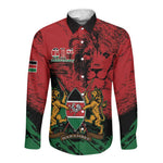 Jamhuri Ya Kenya Long Sleeve Button Shirt African Lion - Coat Of Arms