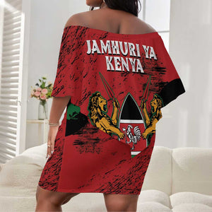 Jamhuri Ya Kenya Off Shoulder Short Dress African Lion - Coat Of Arms