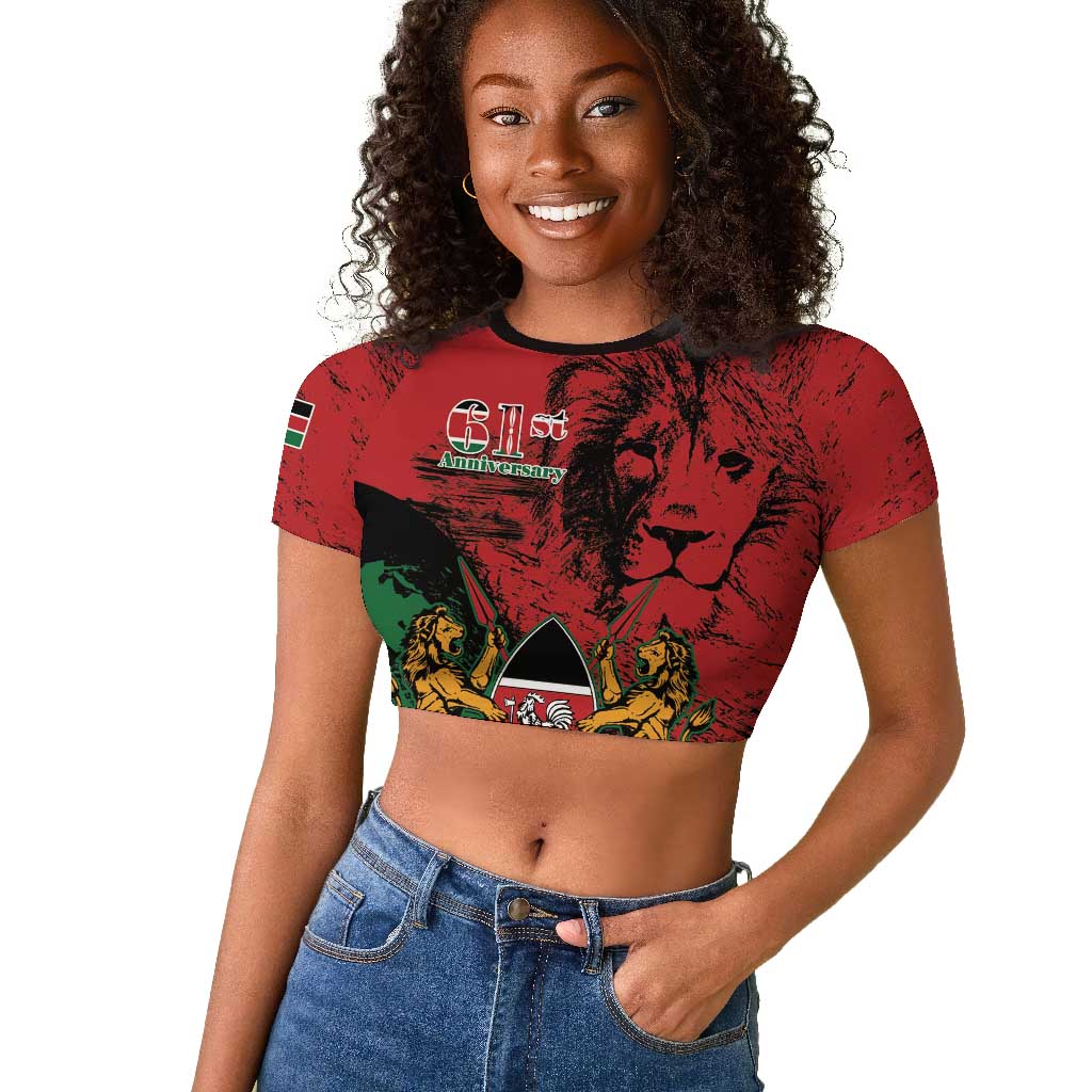 Jamhuri Ya Kenya Raglan Cropped T shirt African Lion - Coat Of Arms