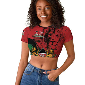 Jamhuri Ya Kenya Raglan Cropped T shirt African Lion - Coat Of Arms