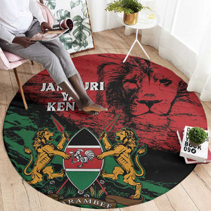 Jamhuri Ya Kenya Round Carpet African Lion - Coat Of Arms