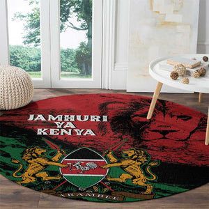 Jamhuri Ya Kenya Round Carpet African Lion - Coat Of Arms