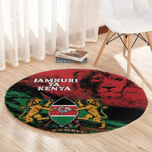 Jamhuri Ya Kenya Round Carpet African Lion - Coat Of Arms