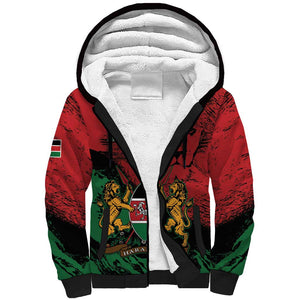 Jamhuri Ya Kenya Sherpa Hoodie African Lion - Coat Of Arms