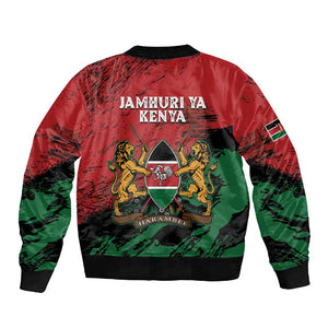 Jamhuri Ya Kenya Sleeve Zip Bomber Jacket African Lion - Coat Of Arms