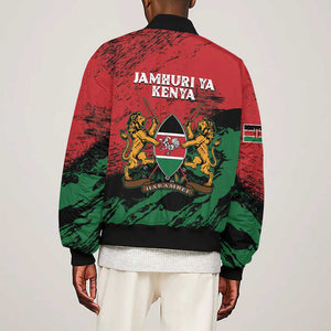 Jamhuri Ya Kenya Sleeve Zip Bomber Jacket African Lion - Coat Of Arms