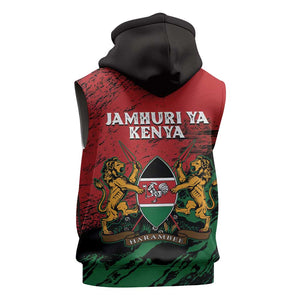 Jamhuri Ya Kenya Sleeveless Zip Hoodie African Lion - Coat Of Arms - African Pride
