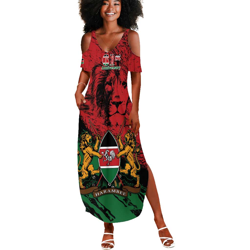 Jamhuri Ya Kenya Summer Maxi Dress African Lion - Coat Of Arms