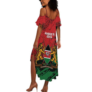 Jamhuri Ya Kenya Summer Maxi Dress African Lion - Coat Of Arms