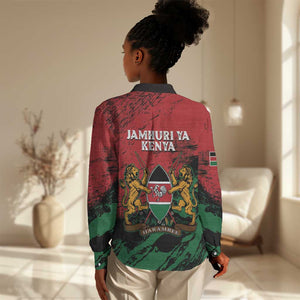 Jamhuri Ya Kenya Women Casual Shirt African Lion - Coat Of Arms