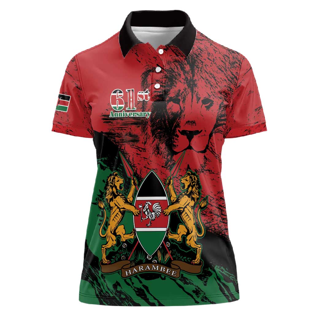 Jamhuri Ya Kenya Women Polo Shirt African Lion - Coat Of Arms