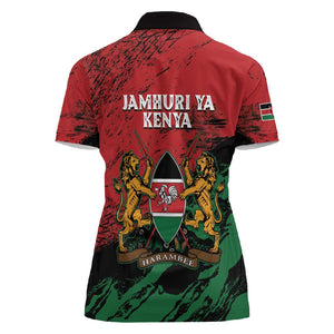 Jamhuri Ya Kenya Women Polo Shirt African Lion - Coat Of Arms