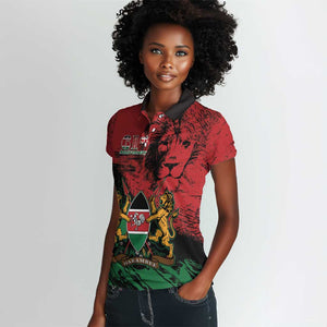 Jamhuri Ya Kenya Women Polo Shirt African Lion - Coat Of Arms