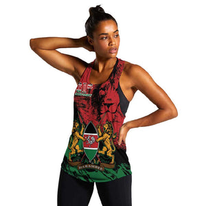 Jamhuri Ya Kenya Women Racerback Tank African Lion - Coat Of Arms