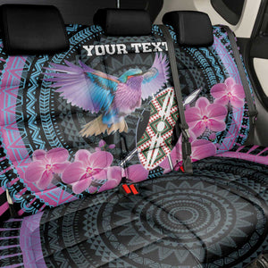 Personalised Kenya Lilac Breasted Roller Back Car Seat Cover Orchid Flower - African Pattern