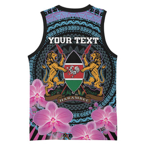 Personalised Kenya Lilac Breasted Roller Basketball Jersey Orchid Flower - African Pattern LT15