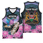 Personalised Kenya Lilac Breasted Roller Basketball Jersey Orchid Flower - African Pattern LT15