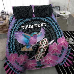 Personalised Kenya Lilac Breasted Roller Bedding Set Orchid Flower - African Pattern