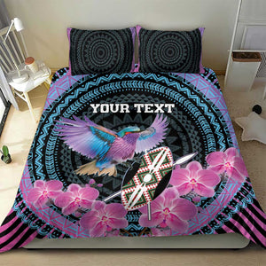 Personalised Kenya Lilac Breasted Roller Bedding Set Orchid Flower - African Pattern