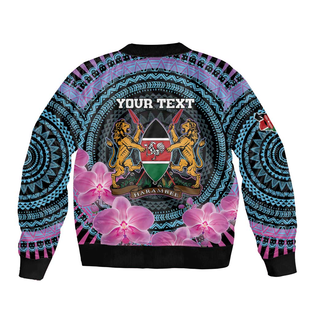 Personalised Kenya Lilac Breasted Roller Bomber Jacket Orchid Flower - African Pattern