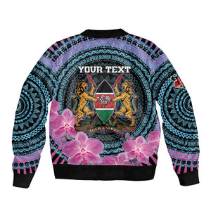 Personalised Kenya Lilac Breasted Roller Bomber Jacket Orchid Flower - African Pattern