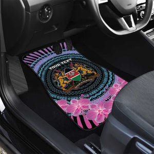 Personalised Kenya Lilac Breasted Roller Car Mats Orchid Flower - African Pattern