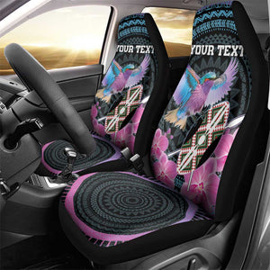 Personalised Kenya Lilac Breasted Roller Car Seat Cover Orchid Flower - African Pattern