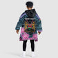 Personalised Kenya Lilac Breasted Roller Kid Wearable Blanket Hoodie Orchid Flower - African Pattern