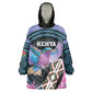 Personalised Kenya Lilac Breasted Roller Kid Wearable Blanket Hoodie Orchid Flower - African Pattern