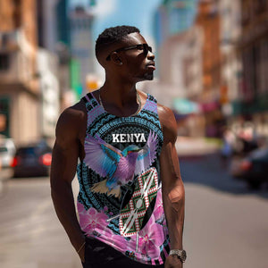 Personalised Kenya Lilac Breasted Roller Men Tank Top Orchid Flower - African Pattern