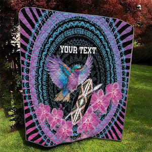 Personalised Kenya Lilac Breasted Roller Quilt Orchid Flower - African Pattern