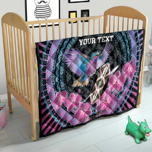 Personalised Kenya Lilac Breasted Roller Quilt Orchid Flower - African Pattern