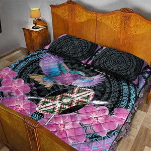 Personalised Kenya Lilac Breasted Roller Quilt Bed Set Orchid Flower - African Pattern