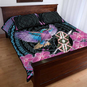 Personalised Kenya Lilac Breasted Roller Quilt Bed Set Orchid Flower - African Pattern