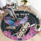 Personalised Kenya Lilac Breasted Roller Round Carpet Orchid Flower - African Pattern