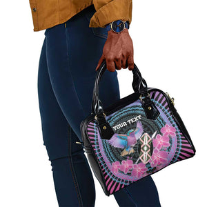 Personalised Kenya Lilac Breasted Roller Shoulder Handbag Orchid Flower - African Pattern