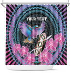 Personalised Kenya Lilac Breasted Roller Shower Curtain Orchid Flower - African Pattern