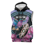 Personalised Kenya Lilac Breasted Roller Sleeveless Hoodie Orchid Flower - African Pattern - African Pride