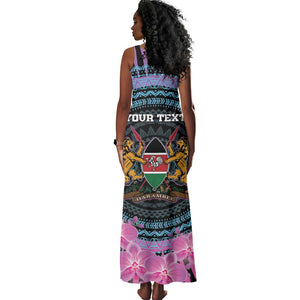 Personalised Kenya Lilac Breasted Roller Tank Maxi Dress Orchid Flower - African Pattern