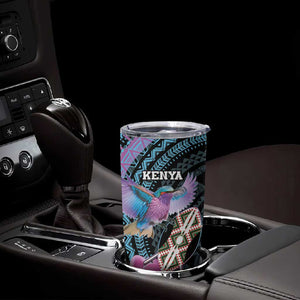 Personalised Kenya Lilac Breasted Roller Tumbler Cup Orchid Flower - African Pattern