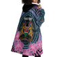 Personalised Kenya Lilac Breasted Roller Wearable Blanket Hoodie Orchid Flower - African Pattern